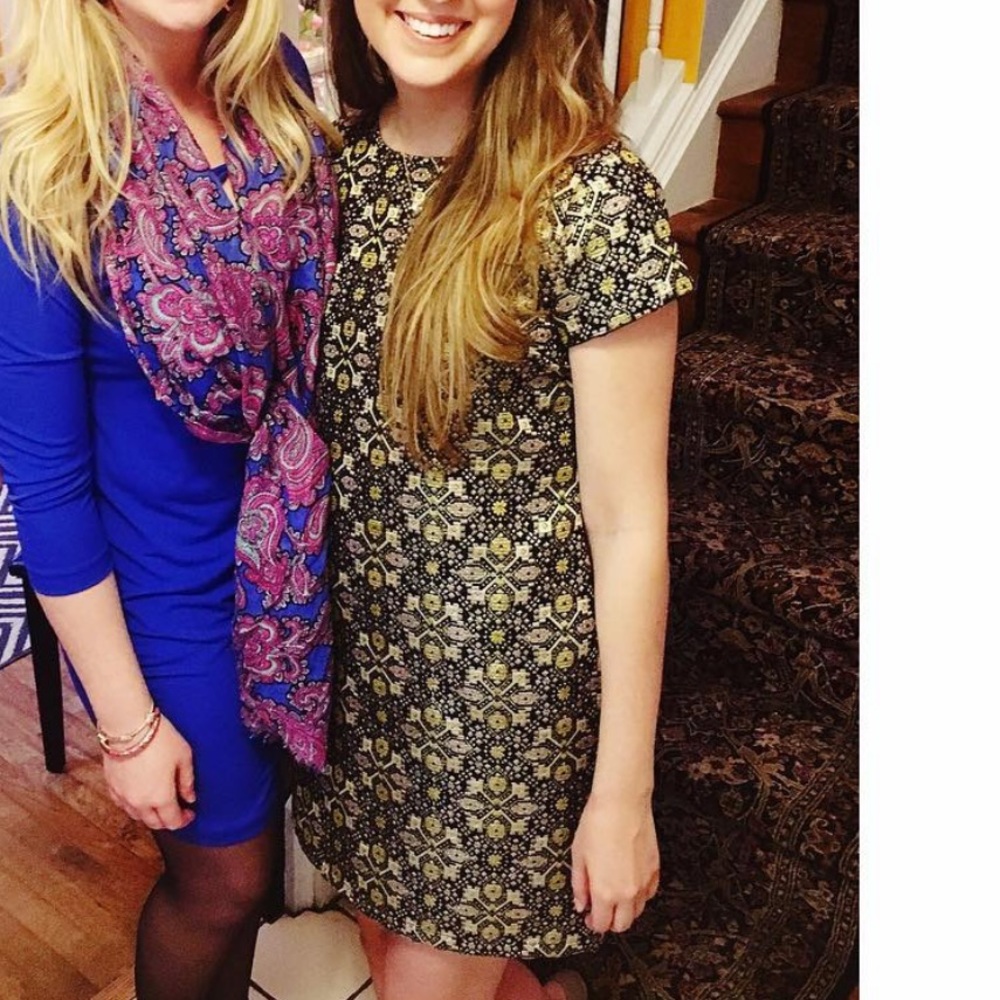 Metallic embroidered mini dress